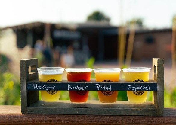 Photo of local brewed craft beers on display at IG Beer Garden