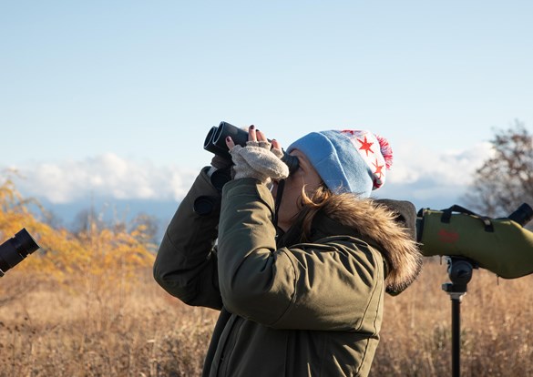 Photo of volunteer bird watchers at Fort Sheridan