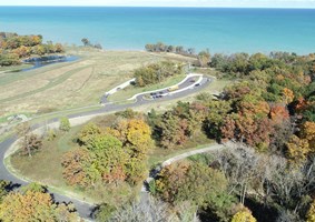 Aerial view of Ft.Sheridan lakefront taken with a drone