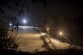 Photo of the lighted sled hill at night