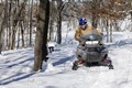 Photo of snowmobile racing thru the forest preserve