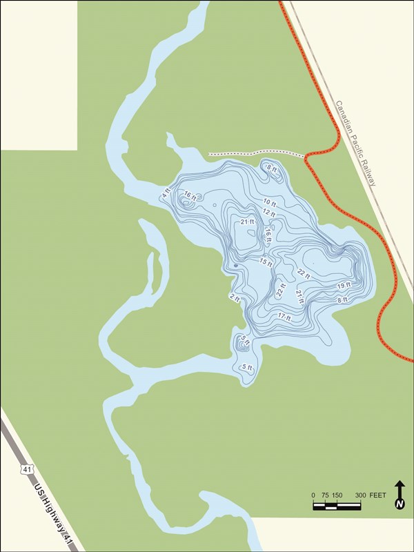 Des Plaines Lake topographical fishing map for Lake County, IL