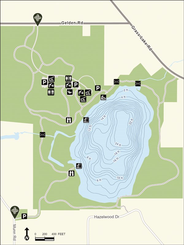 Hastings Lake topographical fishing map for Lake County, IL