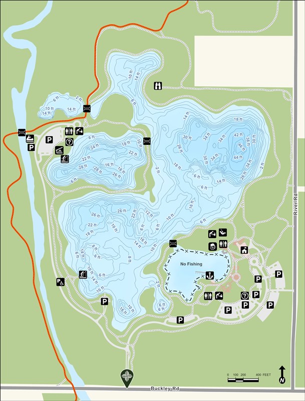 Independence Grove Lake topographical fishing map for Lake County, IL