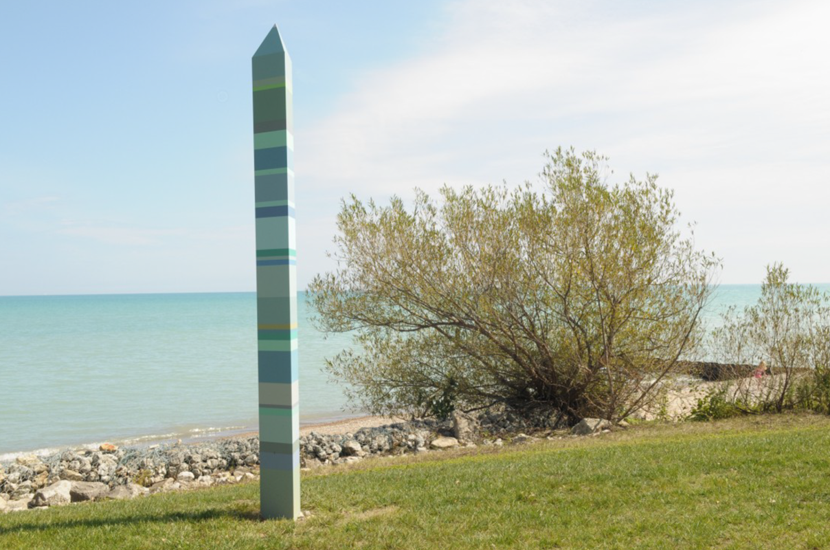 Acrylic polymer paint on aluminum poles (12 feet high)